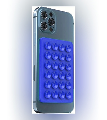 Suport Adeziv Universal, Flippy, pentru Telefon/Tableta, cu 24 Ventuze, potrivit pentru Tik-Tok/Selfie/Vizionare Video, din Silicon, 8 x 5.5 x 1 cm, Albastru