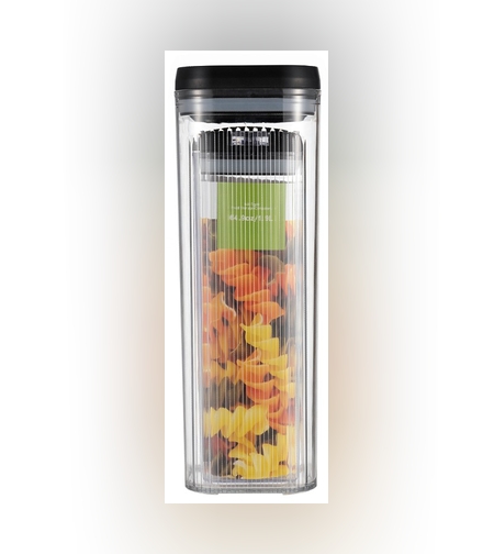 Cutii de Depozitare Alimente, Flippy, Set din 2 Cutii de Tip Container de 1.9 si 3.7 l, Recipiente pentru Cereale in Bucatarie, Transparente cu Capac Negru