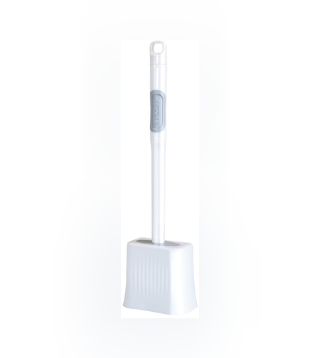 Perie de Toaleta, Flippy, cu Recipient pentru Lichid, perie din TPR, Montare fara Perfoare, 12 x 6.5 x 40 cm, Alb
