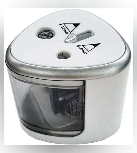 Ascutitoare Electrica cu 2 Gauri, Flippy, Gri, Baterii 4 x AA (neincluse), 7.5 x 7.5 x 7.5 cm, Gri