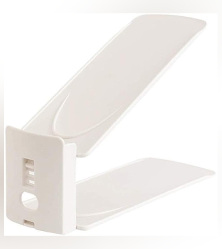 Suport pentru Pantofi, Flippy, din Plastic, Reglabil, 2 Niveluri, 27 x 10 x 20 cm, Bej