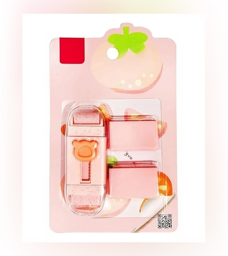 Radiera Retractabila, Flippy, Model Ursulet, Reglare Push-Pull, Radiera de tip Push, Doua Radiere de Rezerva in set din Cauciuc, Roz deschis