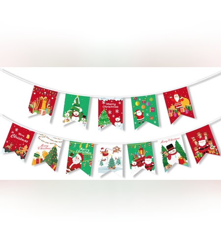 Decoratiune de Craciun, Flippy, Tip Banner, 12 Piese, pentru Usa sau Perete, Multicolor, Sfoara Inclusa, Model A