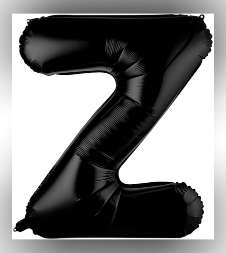 Balon Folie Metalizata Litera Z, Flippy, 40 cm, Umflati cu Heliu sau Aer, Ambalaj Individual, Pai inclus, Negru