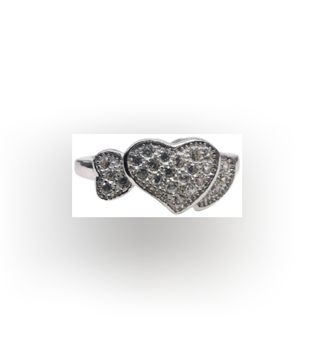 Inel, Jolie Silver, Argint 925 Inimi cu Pietre M 54