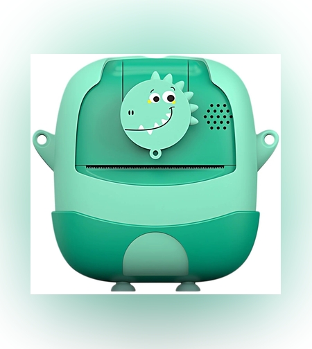 Camera Instantanee pentru Copii, Flippy, cu Functie de Printare, Cablu USB-C, Bluetooth, Compatibil iOS/Android, Camera Frontala + Selfie, Model Iepure, Snur Inclus, Verde