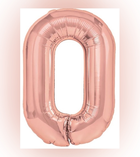 Balon din Folie Metalizata Flippy, Figurina Cifra, Tema Aniversare 100 cm, Ambalaj Individual, Pai inclus, Umflare cu Aer sau Heliu, Coral, Rose, Cifra 0