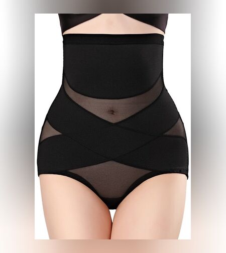 Lenjerie Modelatoare pentru Abdomen, Flippy, cu Talie Inalta si Corset, Negru, Push-Up, Marimea L