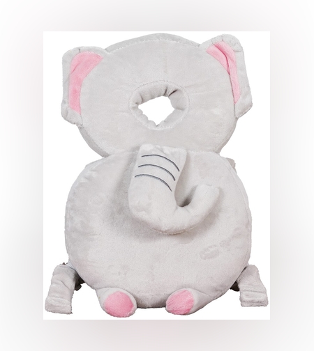 Perna tip Rucsac pentru Protectia Capului, Flippy, Tetiera tip Elefant de Plus, pentru Bebelusi, 33x6x19 cm, 180 g, Gri