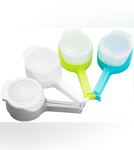 Set 4 cleme cu capac Flippy, pentru sigilare pungi alimente, material ABS, multicolor