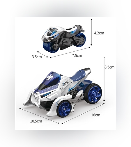 Jucarie pentru copii, masina cu extensie de motocicleta 2 in 1, albastra