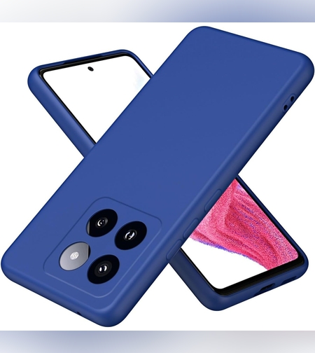 Husa de Protectie, Flippy, pentru Xiaomi 14, Liquid Silicone, cu Microfibra pe Interior, Protectie Antisoc, Compatibil Incarcare Wireless, Albastru