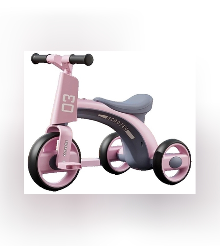 Tricicleta pentru Copii, Flippy, Exercitiu de Echilibru, pentru 1-6 Ani, Functie de Lumini si Sunete, cu Pedale, din Plastic, Roti Gonflabile, Greutate Portanta 60 kg, 57 x 36 x 47 cm, Roz