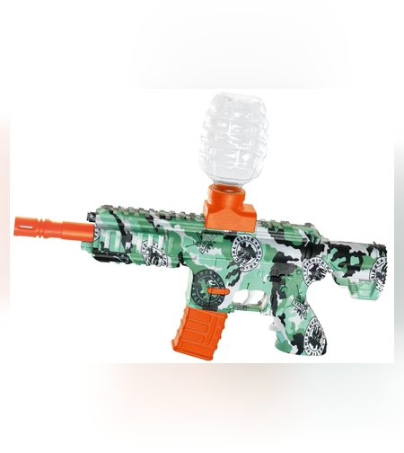 Mitraliera de jucarie electrica Flippy cu bile de hidrogen de gel, gun bluster, tragere in rafala, varsta peste 6 ani, ochelari de protectie, 5000 de bile incluse, cablu de incarcare, 27x37 cm, M416, verde