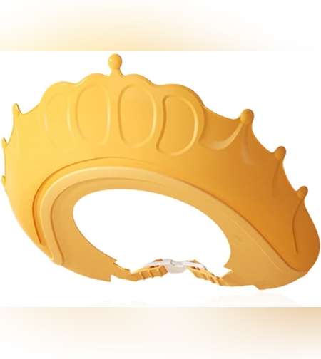 Viziera de Protectie Baie Pentru Copii, Fippy, Model Coronita, Dimensiune ajustabila, Durabil, Usor de curatat, Impotriva Samponului, pentru Ochi si Urechi, TPE+PP, 24x22 cm, Galben