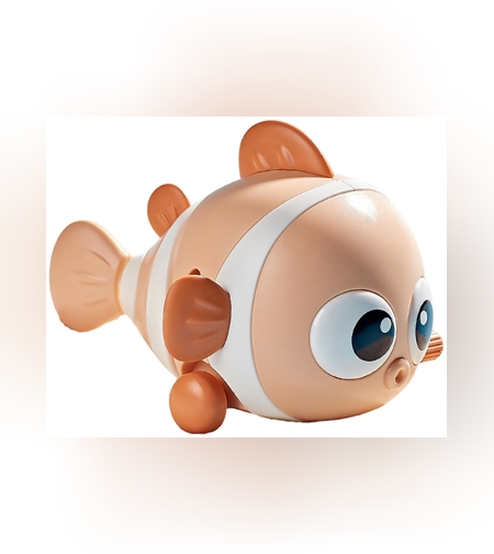 Jucarie mecanica pentru copii Flippy, pestisor haios, cu cheita, distractiv, se taraste, se misca, 11 x 9 x 7.5 cm cm, portocaliu