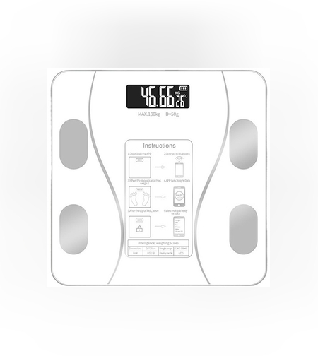 Cantar Electronic Inteligent De Baie Flippy Cu Aplicatie Smart, Corporal, Ecran Digital Iluminat, Termometru, Suporta Maxim 180 Kg, 26 x 26 cm, Baterii, Alb