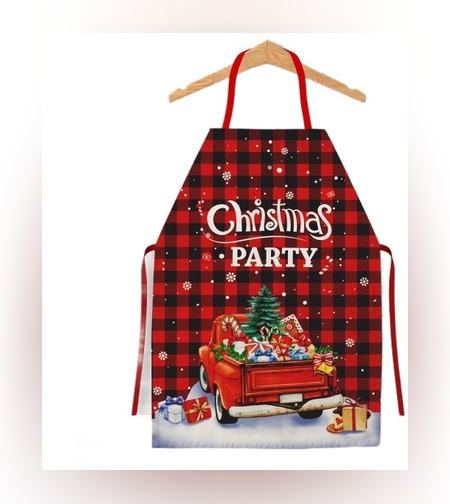 Sort de Bucatarie Decorativ, Flippy, Tema Craciun, 50 x 70 cm, Model Christmas Party, din Poliester, Rosu