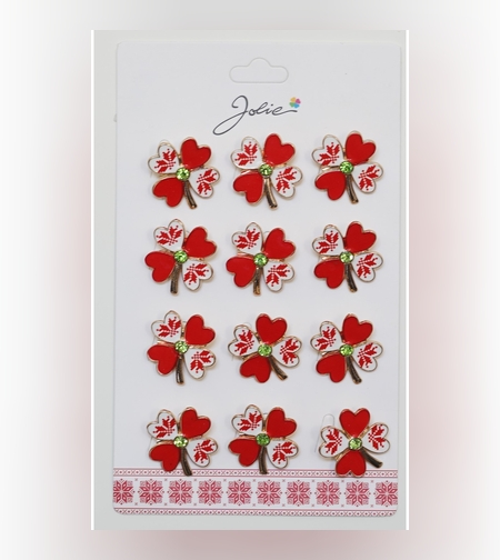 Set 12 Brose Martisor Primavara Trifoi Traditional cu Rosu