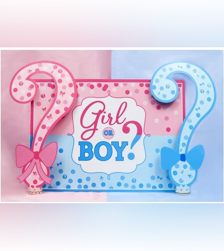 Banner pentru Petrecere, Flippy, Model Girl or Boy, Tematica Gender Reveal, 150 x 100 cm, Albastru Roz