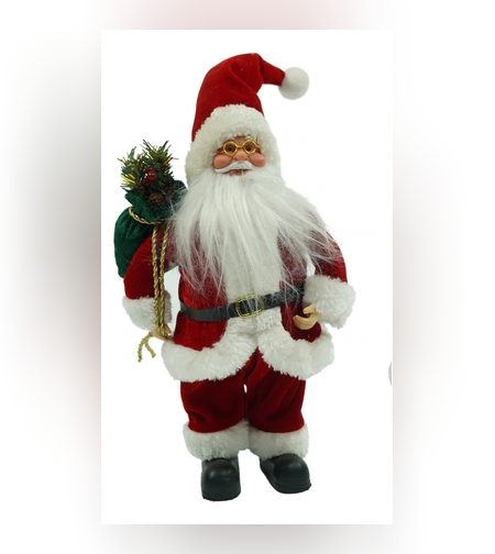 Jucarie decorativa, Flippy, Mos Craciun , standard, lana, tesatura de plus, poliester, 32 cm inaltime, interior/exterior