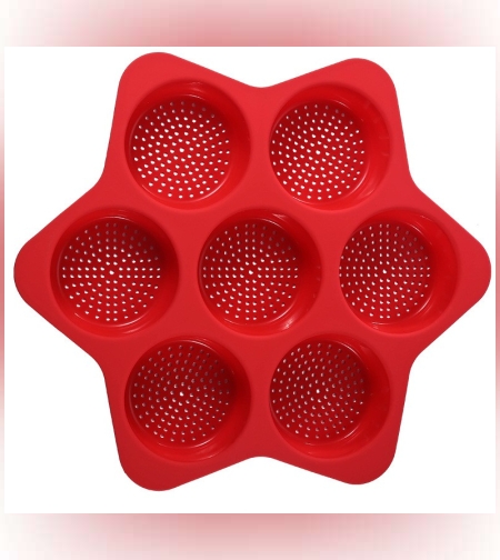 Forme de Silicon pentru Copt, Flippy, 7 Forme Rotiunde, pentru Burgeri si Prajituri, 38.5 x 4 cm, Rosu