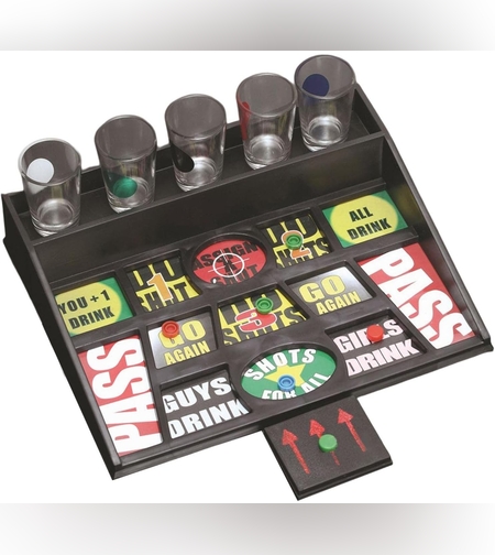 Joc de baut cu banuti Flippy, Pahare de Shot din Sticla Incluse, distractiv si interactiv, 23x28 cm, multicolor