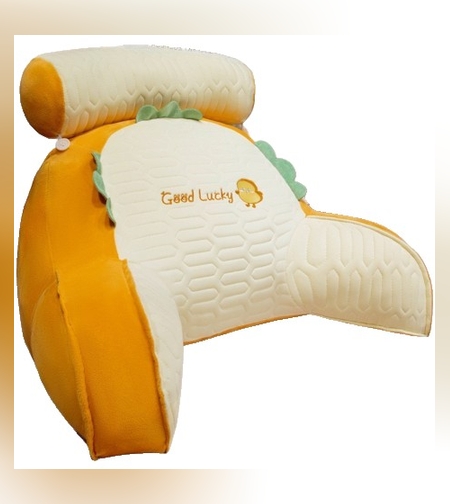 Perna Multifunctionala, Flippy, Spatar pentru Pat, Protectie Lombara, Marime Medie, 60 x 40 cm, din Latex, Model Pui, Portocaliu