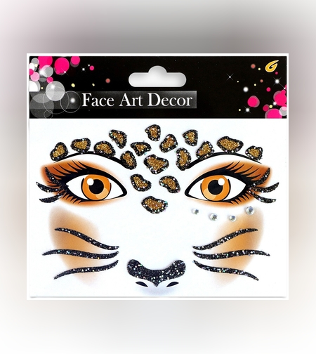 Sticker Temporar pentru Fata, Flippy, pentru Machiaj, Face Art, Halloween, Teatru, Model Leopard, Maro