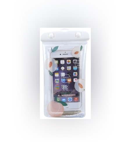 Husa subacvatica Glitter Kids Waterproof Flippy, Snowproof, Universala, cu Snur, pentru telefon sau documente, Peach, Alb