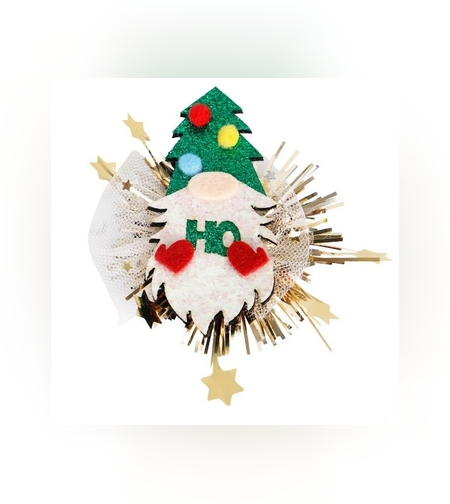 Agrafa de Par, Flippy, Tema Craciun, Model Gnom, din Panza, 9.8 x 9 cm, Multicolor