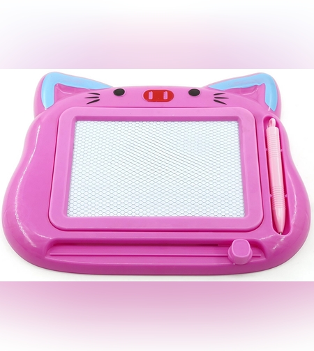 Tablita Magnetica de Scris si Desenat, Flippy, Model Pisica, cu Creion, Dimensiuni 23.2x18.5 cm, Suprafata Desen 14.6x10.4 cm, Dezvolta Imaginatia si Creativitatea, Incurajeaza Exersarea Scrisului, Roz