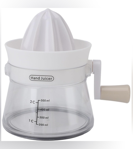 Storcator de Citrice Manual, Flippy, Rezistente, Usor de Folosit si Depozitat, Durabil, Calitativ, 16.5x13cm, Transparent/ Alb