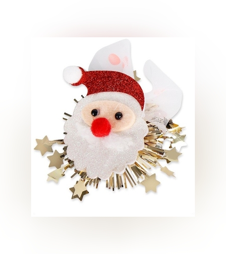 Agrafa de Par, Flippy, Tema Craciun, Model Mos Craciun, din Panza, 10.5 x 9 cm, Multicolor