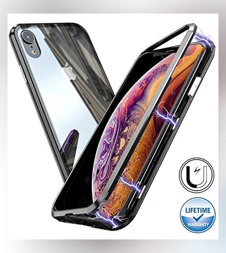 Husa de protectie Magnetic 360, Folie sticla inclusa, pentru Apple iPhone XS Max, Negru