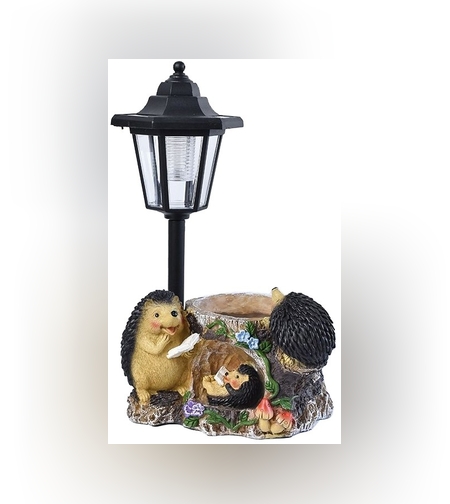 Lampa Solara Decorativa pentru Gradina, Flippy, Decoratiune pentru Gradina cu Lumini LED, Dimensiuni aprox 33 x 22 x 15.5 cm, Incarcare solara, Model 3 Arici, Negru