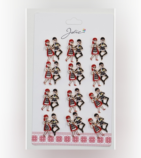 Set 12 Brose Martisor Primavara Cuplu Dansatori Traditional