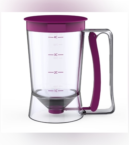 Dispenser de aluat pentru prajituri Flippy, Batter Dispenser, din plastic, maner cu arc, 900 ml, usor de manipulat si utilizat, Mov