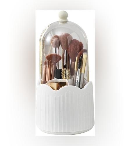 Cutie pentru Depozitarea Pensulelor de Machiaj, Flippy, Rotativa, Plastic, 36 cm x 13 cm, Alb