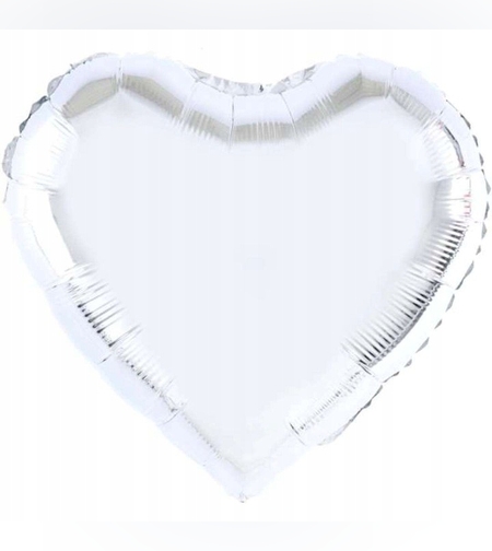 Balon din Folie Metalizata, Flippy, Figurina Inimioara, Model Simplu, Tematica Iubire, 40 cm, Ambalaj Individual, Pai Inclus, Umflare cu Aer sau Heliu, Argintiu