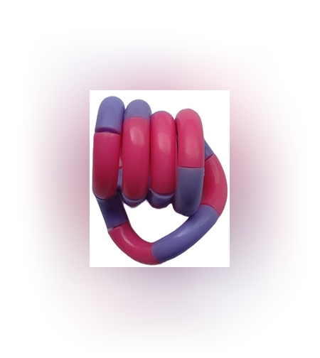 Jucarie Senzoriala Antistres, Flippy, Fidget Twist, cu Miscari Infinite de Decompresie, 2 Culori, Roz/Mov, + 3 ani