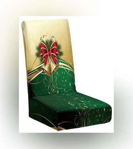 Husa pentru Scaun, Flippy, Tematica Craciun, Model 1 Clopotei, Verde/Auriu