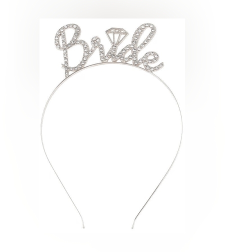 Coronita pentru Mireasa, Flippy, Model Bride, cu Cristale, Marime Universala, 12.5 x 14.5 cm, Alb