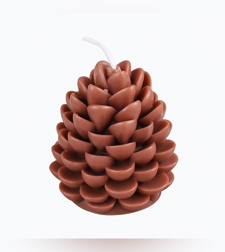 Lumanare Parfumata de Craciun, Flippy, Model Con de Pin, din Ceara de Soia, Cadou Creativ Handmade de Craciun, 7 x 6.5 x 6.5 cm, Maro