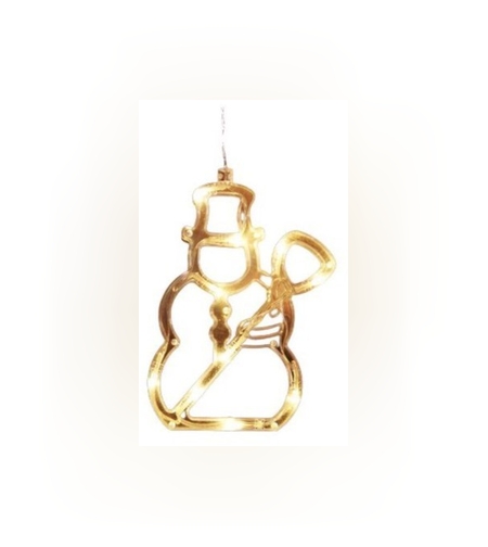 Decoratiune de Craciun Luminoasa in forma de Om de zapada 19x18 cm, cu Ventuza, Alb Cald, Flippy