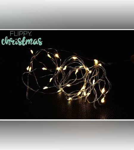 Instalatie Craciun, 1 metru, 10 LED-uri, alb cald,cu baterii,fir cupru, liniar, interior/exterior, Flippy