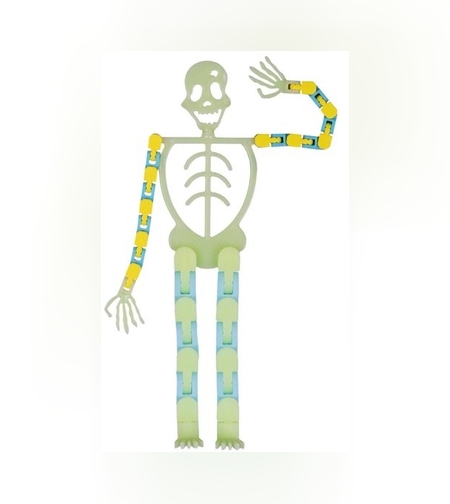 Suport pentru telefon mobil, jucarie de decompresie pentru adulti, tip schelet luminos de Halloween, verde, lungime 17 cm