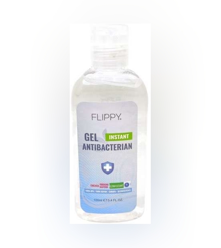 Gel dezinfectant pentru maini cu 70 % alcool Flippy cu efect antibacterian si virucid, 100 ml