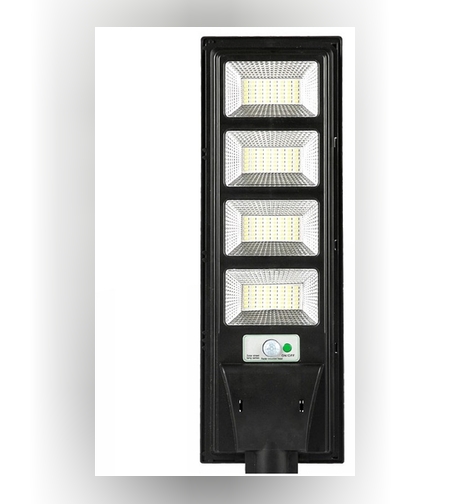 Lampa solara stradala Flippy, cu telecomanda, senzor de miscare si lumina, suport prindere, 192 LED-uri, IP65, ABS, 8AH, 200W, temperatura culoare 6500K, 58.6x18.8x5 cm, autonomie 10-12 ore, negru