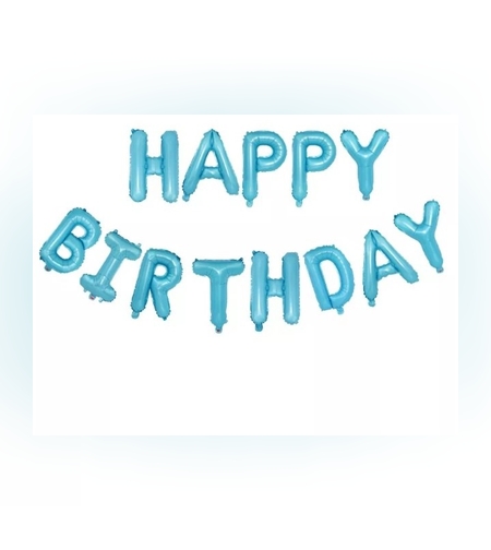 Set baloane folie Flippy, Happy Birthday, 40 cm, baby blue